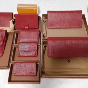 NEW LOUIS VUITTON EPI RED LEATHER ACCESSORY SET 8#s